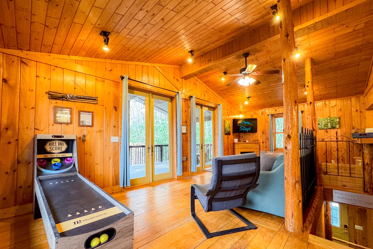 ski-ball in the living room for rainy days!