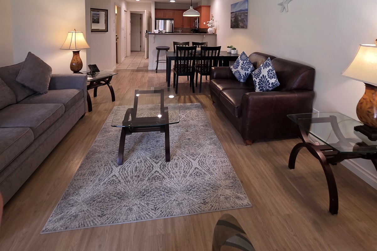 Unit A Family Room to kItchen view.