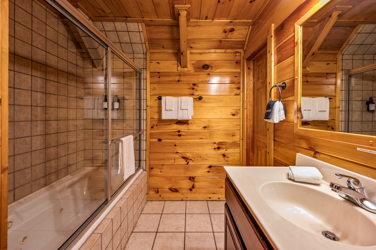 Upstairs bathroom with whirlpool tub