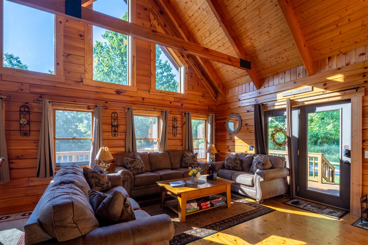 The french door to the right is the "front door" beside the gravel parking area