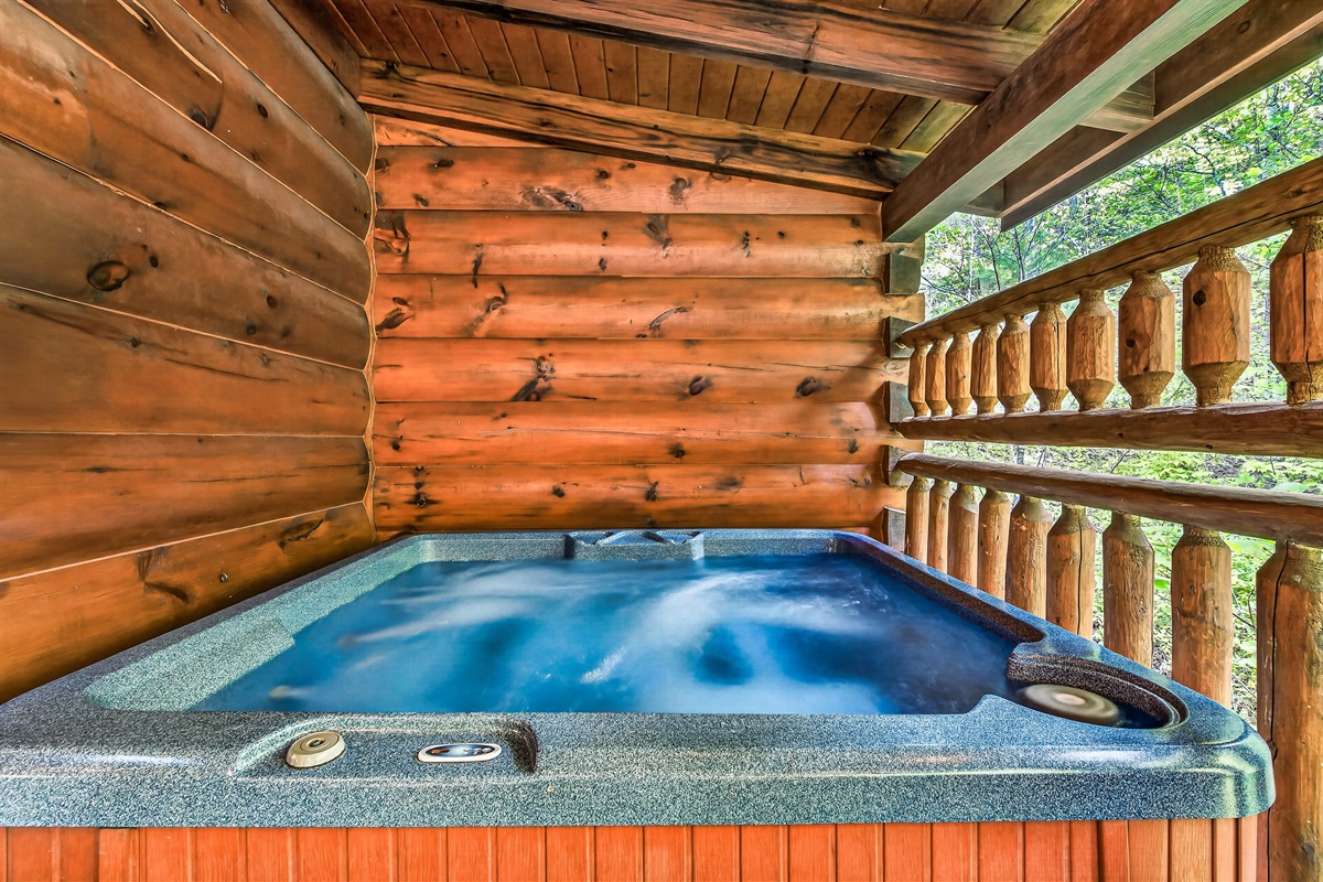Relaxing hot tub, perfect for unwinding after a fun filled day!