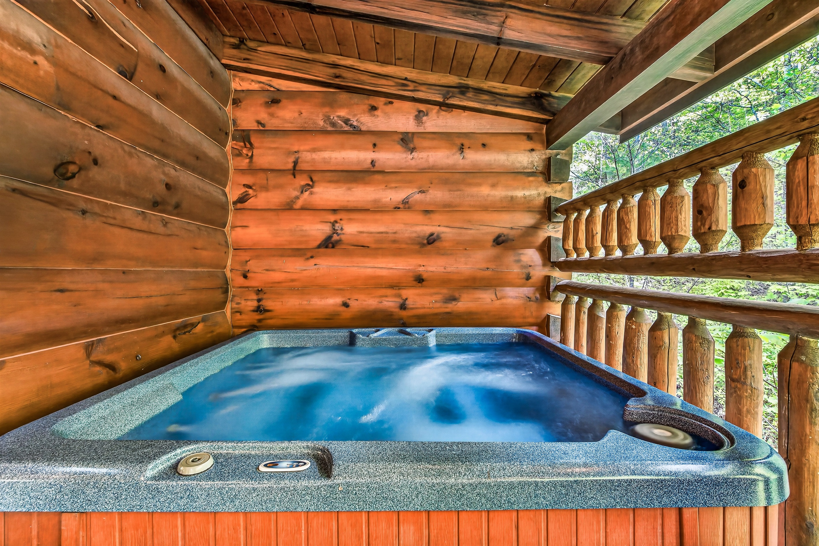 Relaxing hot tub, perfect for unwinding after a fun filled day!
