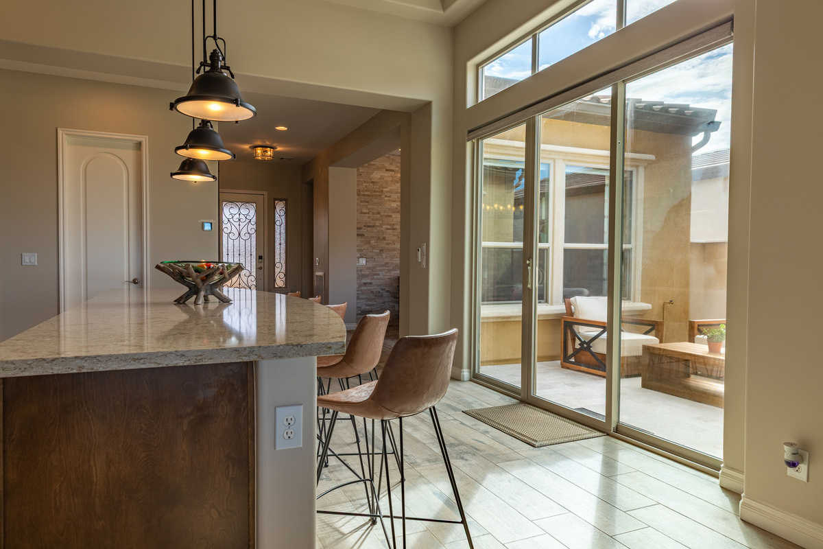 Kitchen Island and slider to private courtyard