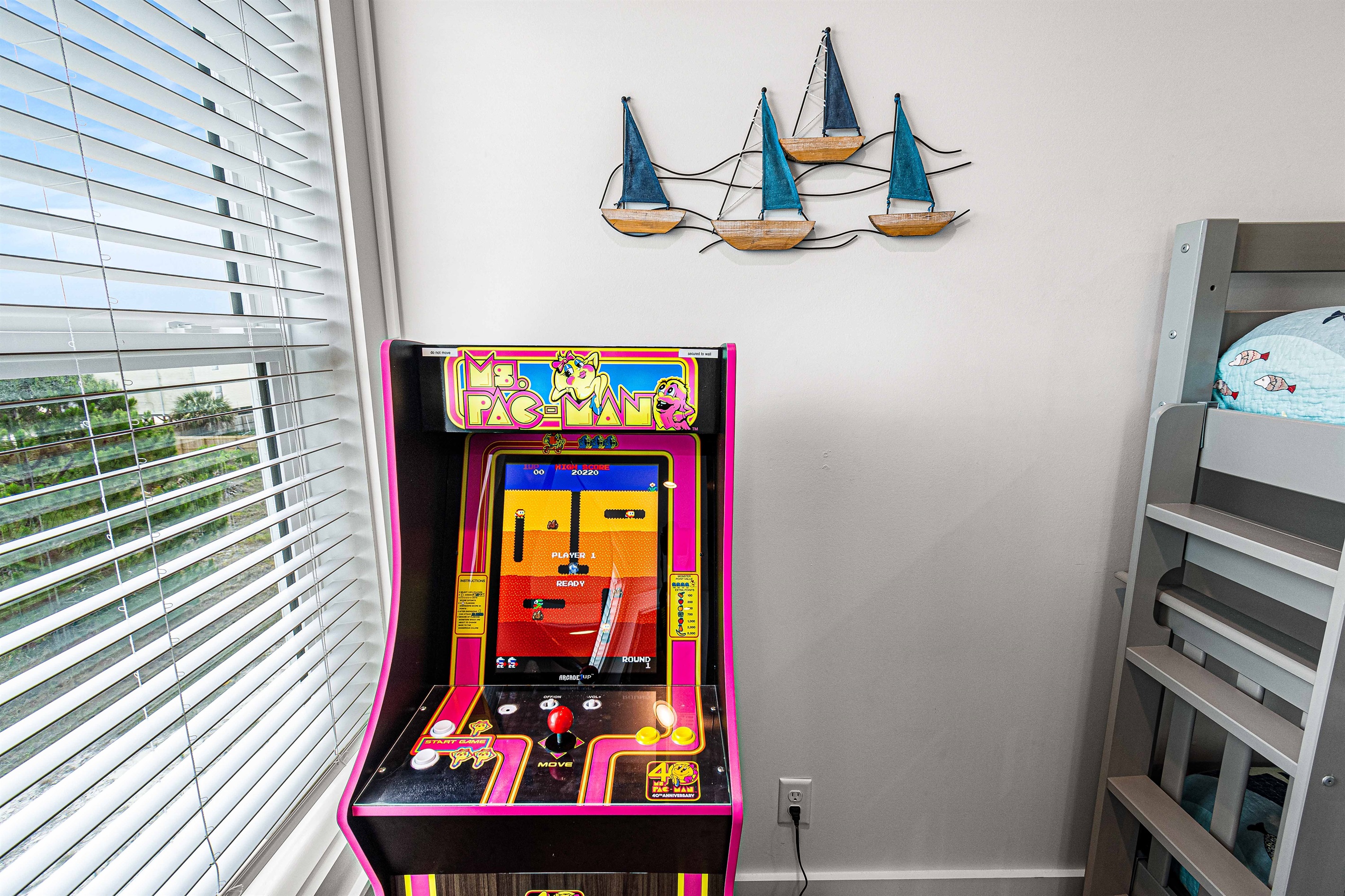 PacMan Arcade game provides hours of fun in the Bunk Room.