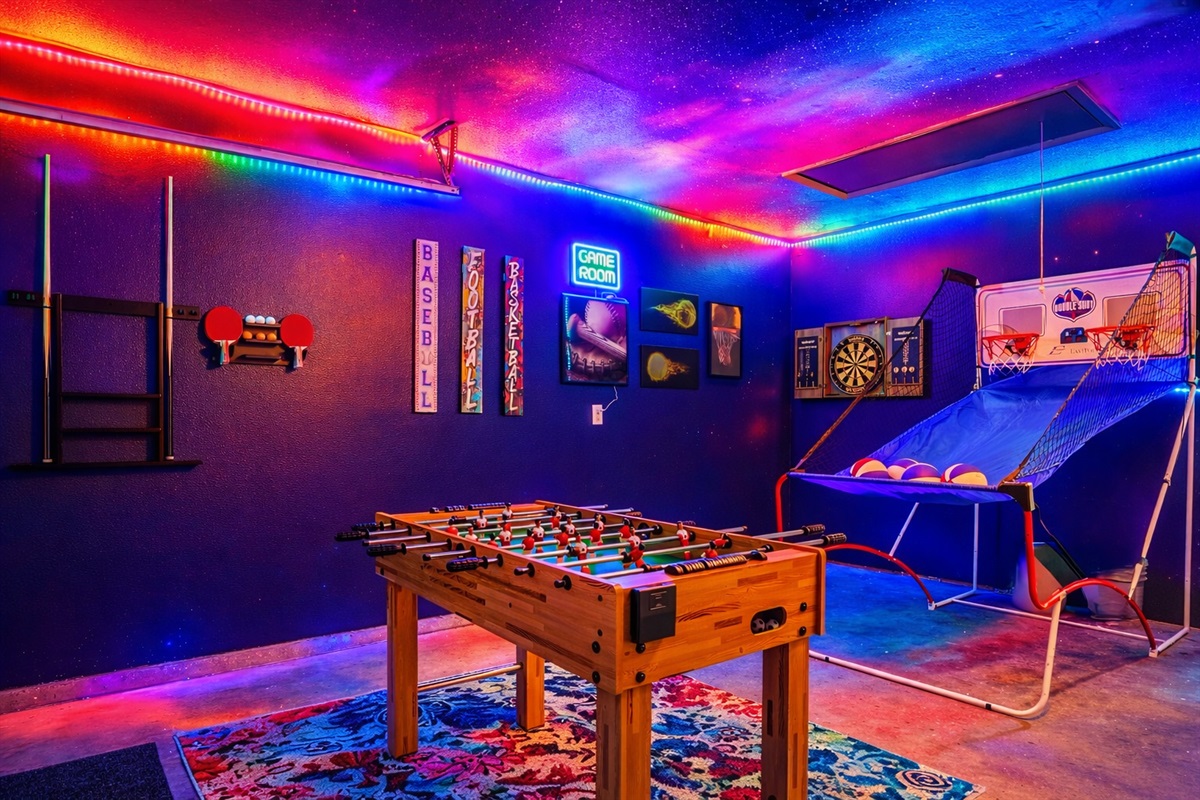 Gameroom with loads of things to do to keep the kids (and adults) busy!