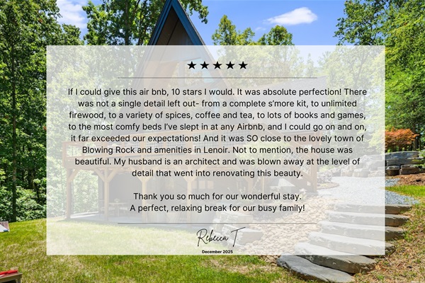 5-star review from one of our guests.