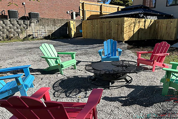 Adirondack chairs for everyone in your group! Plenty of room to chill and hang out.