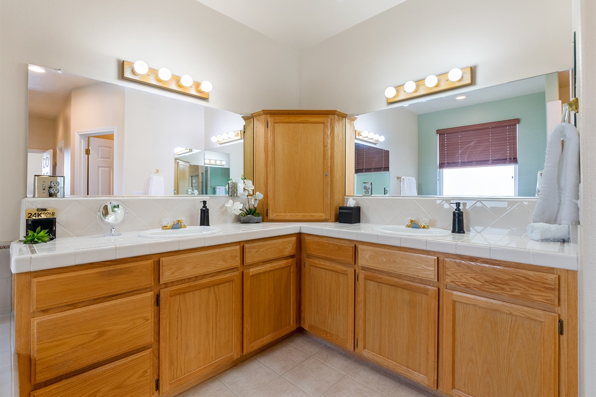 Primary ensuite includes spacious layout and double sinks.