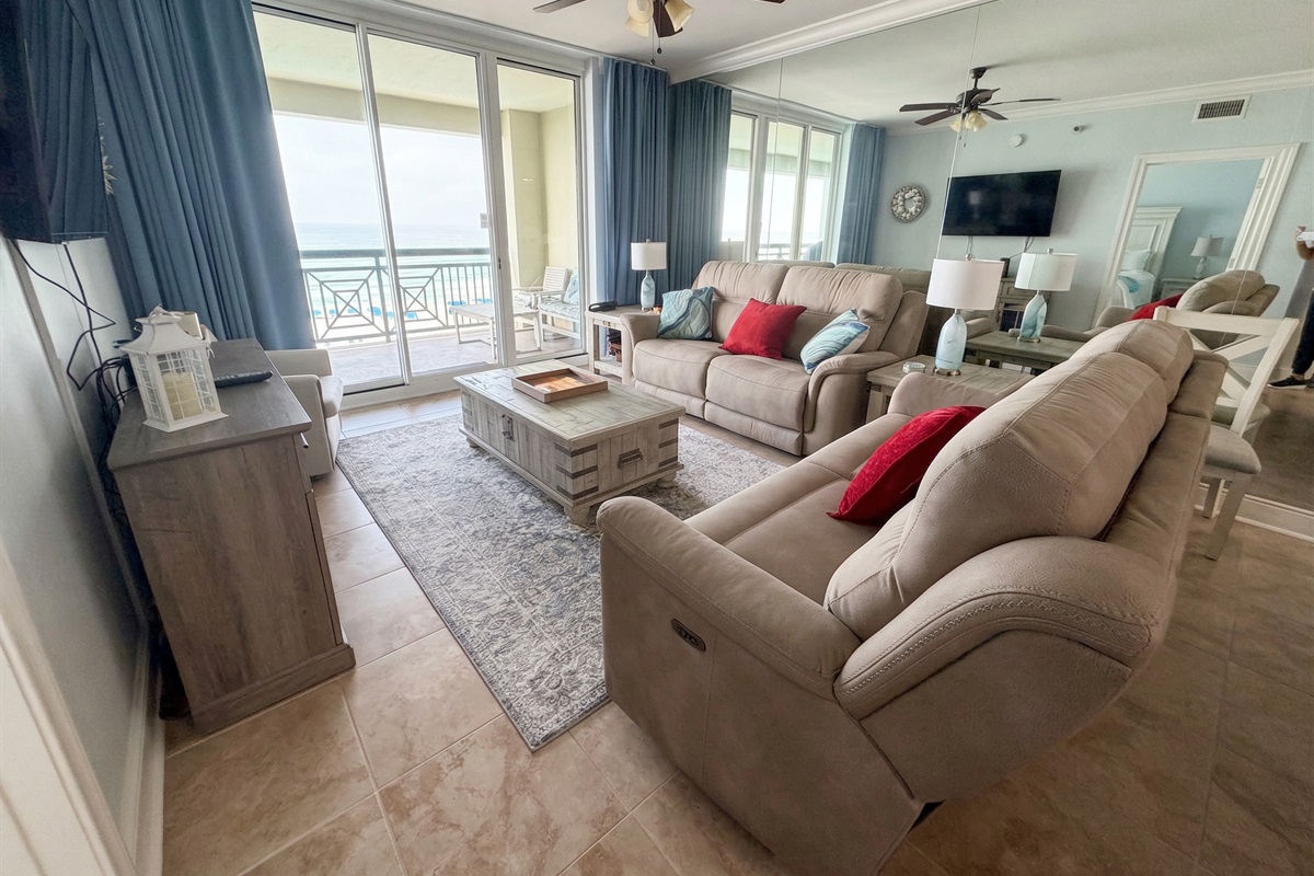 Unwind in a bright, comfortable space where the soundtrack is gentle waves and the backdrop is pure emerald water.