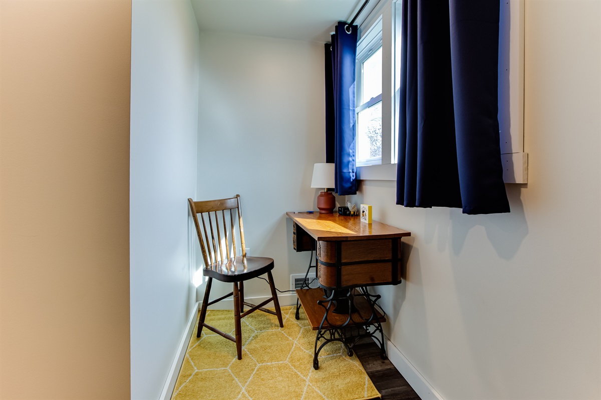 "My favorite spot in the house is the little nook with the sewing machine desk! Great place to read, journal & watch the sunrise" -Regina (recent guest)