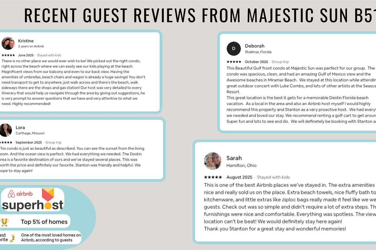 Recent reviews from happy guests show that you are in good hands!