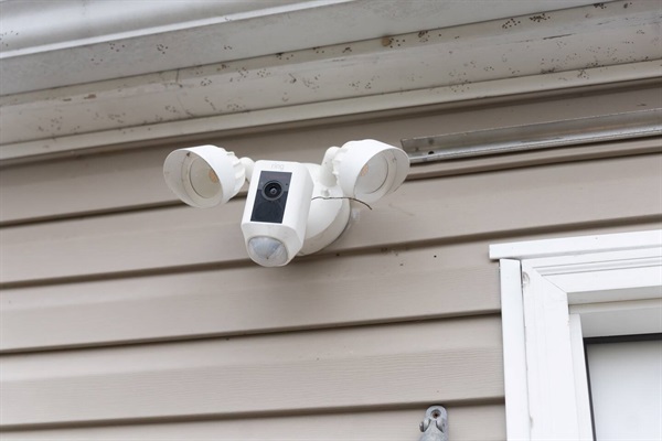 Exterior security camera for safety.