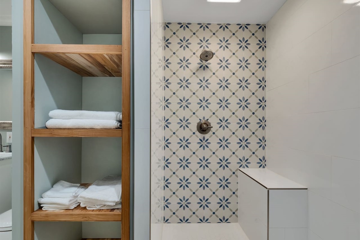 Master bathroom, double vanity, walk-in shower, bluetooth music connection