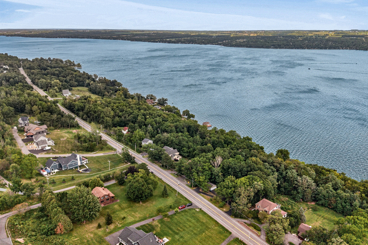 Aerial view of the lakeside neighborhood