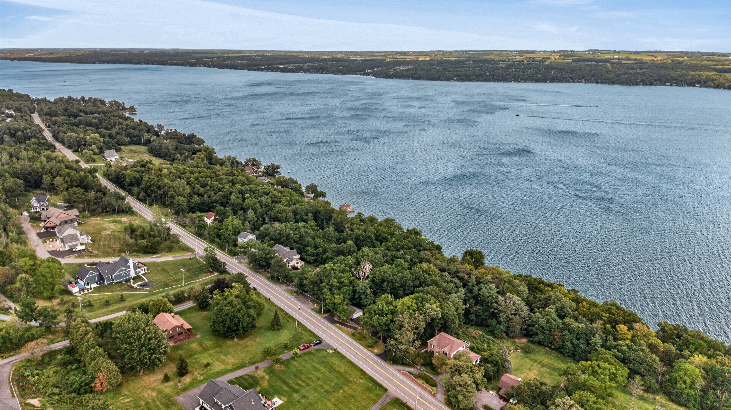 Aerial view of the lakeside neighborhood