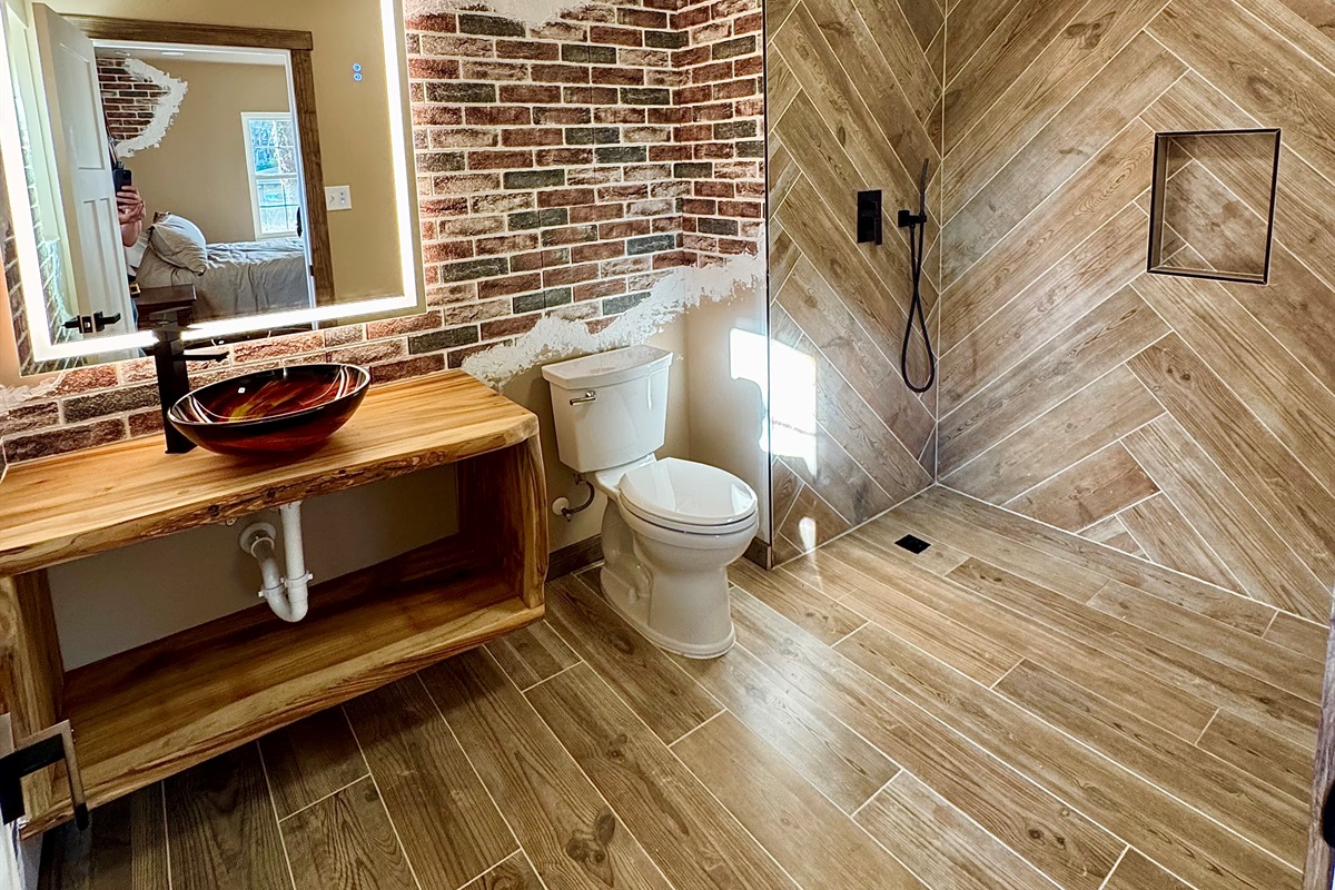Large zero entry curb, less shower
