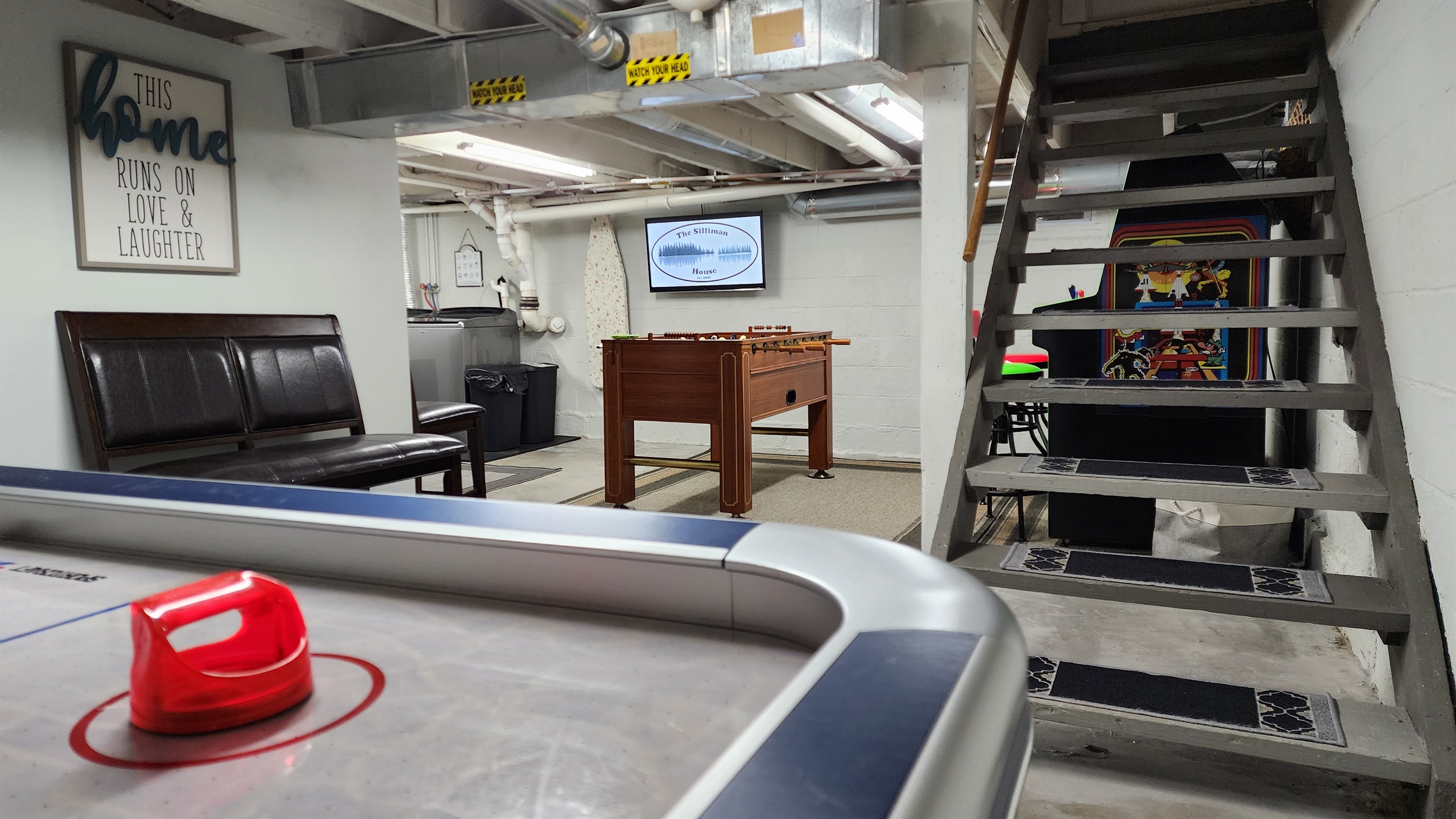 Lower level game room, Foosball, Air hockey, ROKU TV