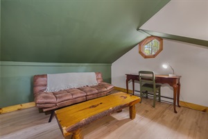 Leather couch and desk