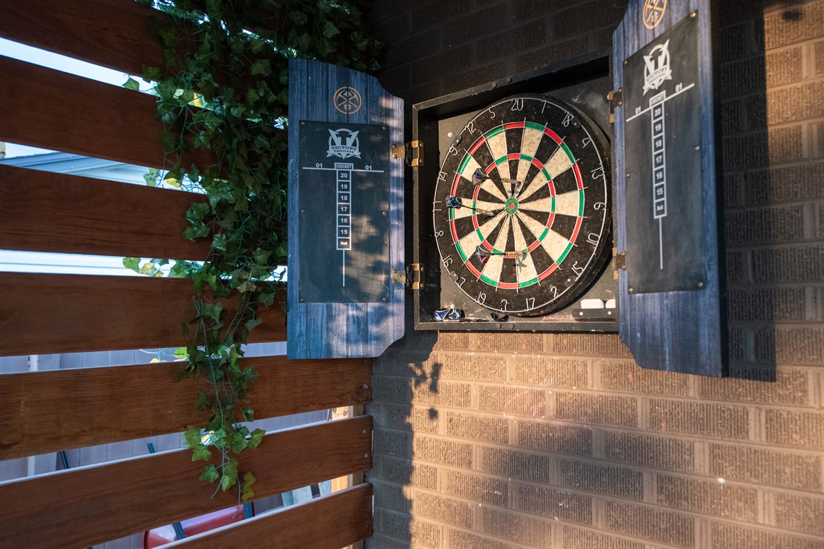 Darts on covered patio