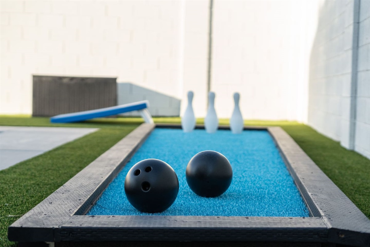Unique outdoor bowling setup for a playful twist on backyard entertainment.