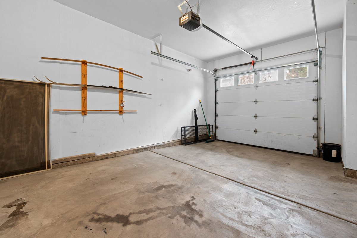 Private garage provides convenient covered parking and storage for your mountain getaway.