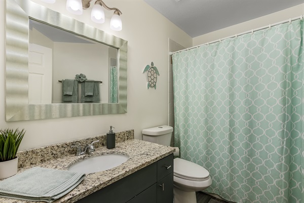 Second full bathroom with bathtub/shower. 