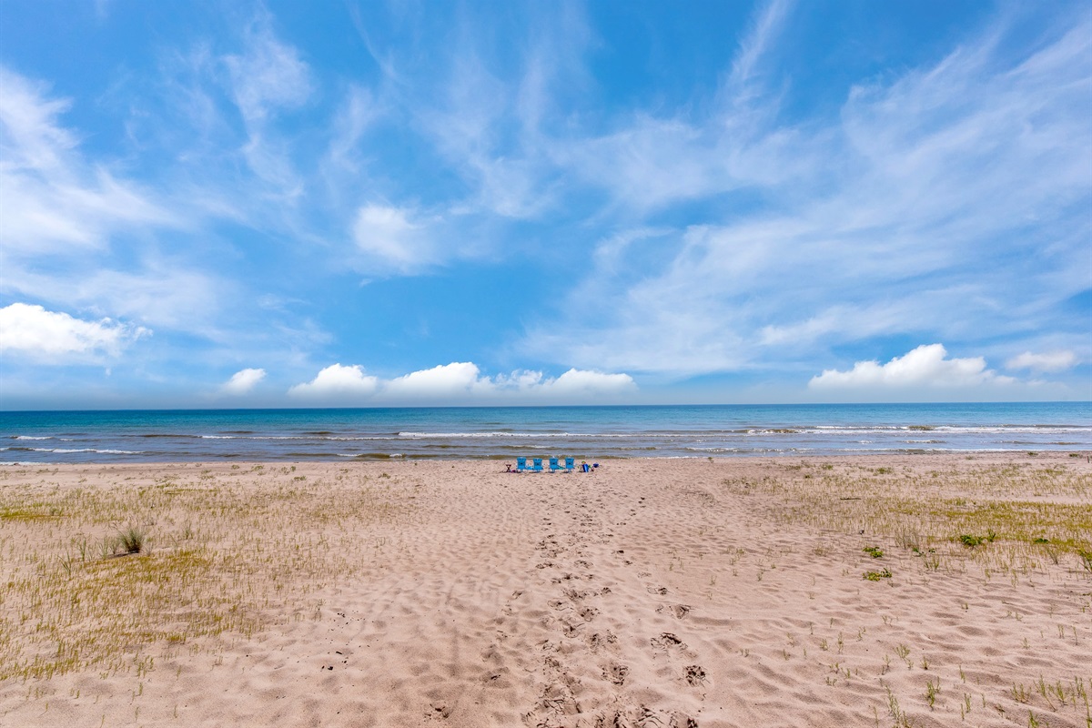 Nearly 100ft of private beach.