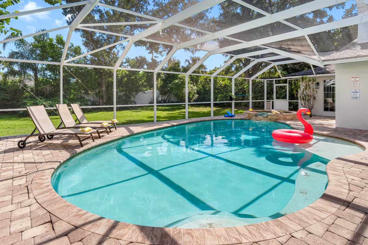 Enjoy fun-filled weekends with pool floats, games, and plenty of space to play.