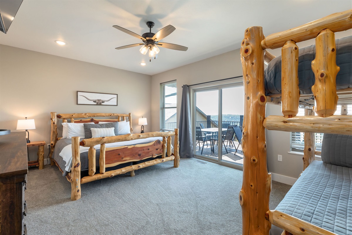 Main level King bedroom 2 w/ bunk bed and ensuite