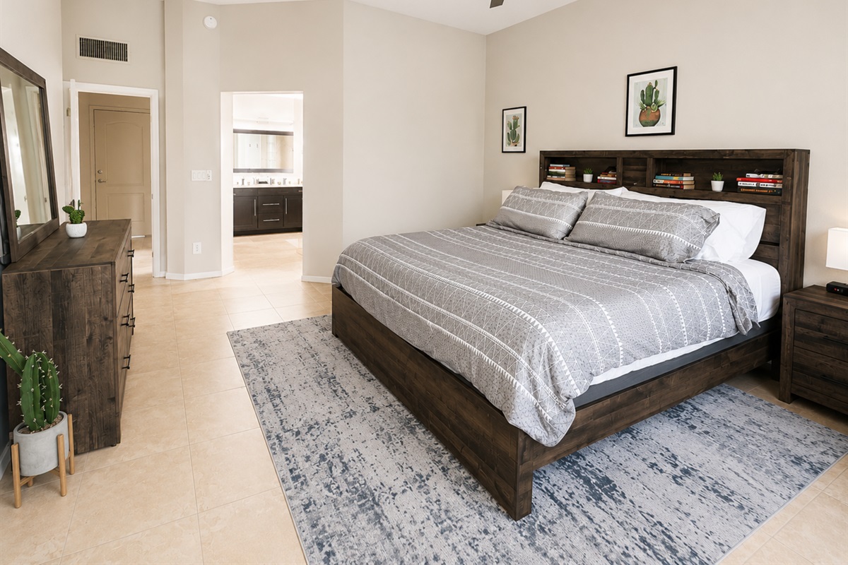Spacious primary  bedroom with spa like ensuite and walk in closet.
