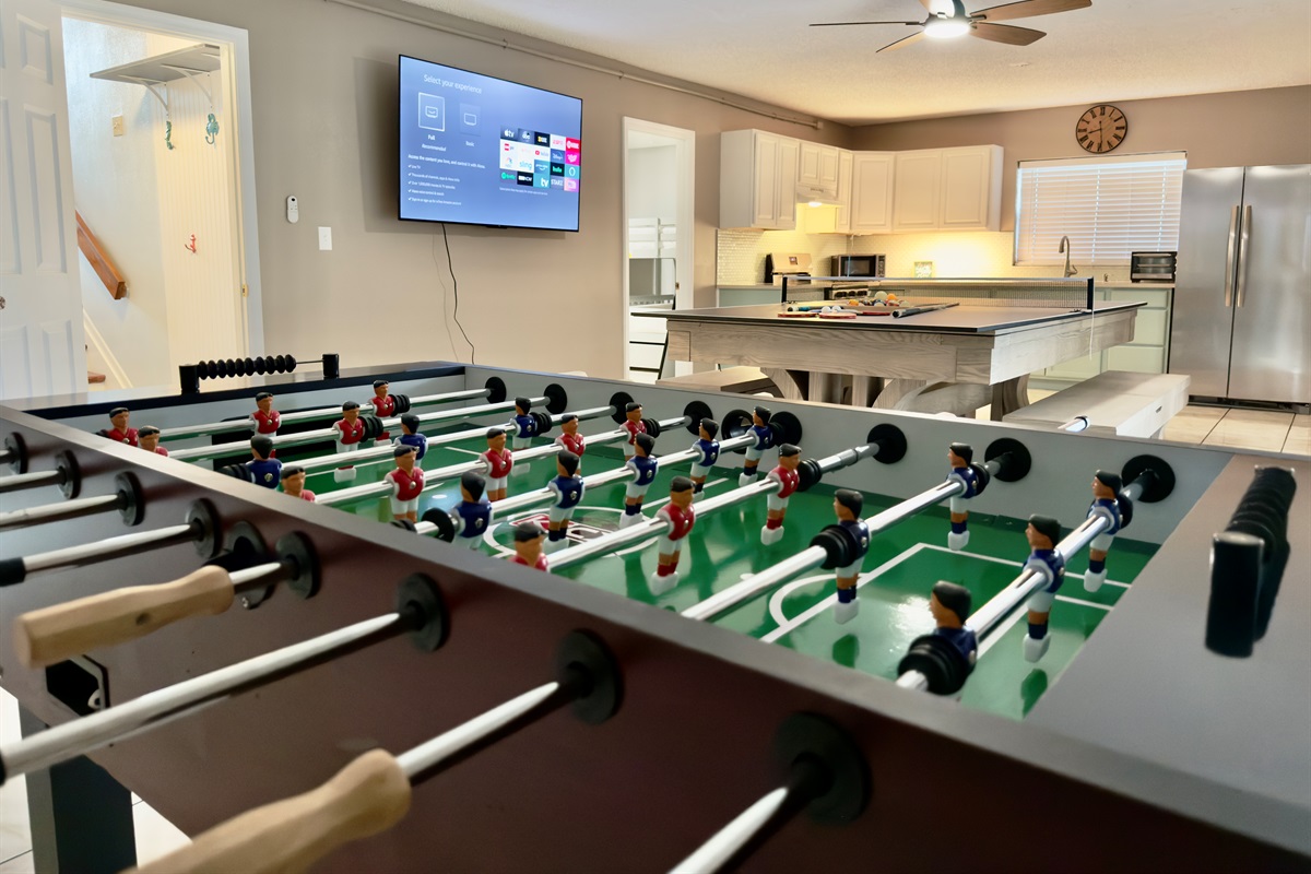 Challenge your travel companions to a lively match at the full-size foosball table.