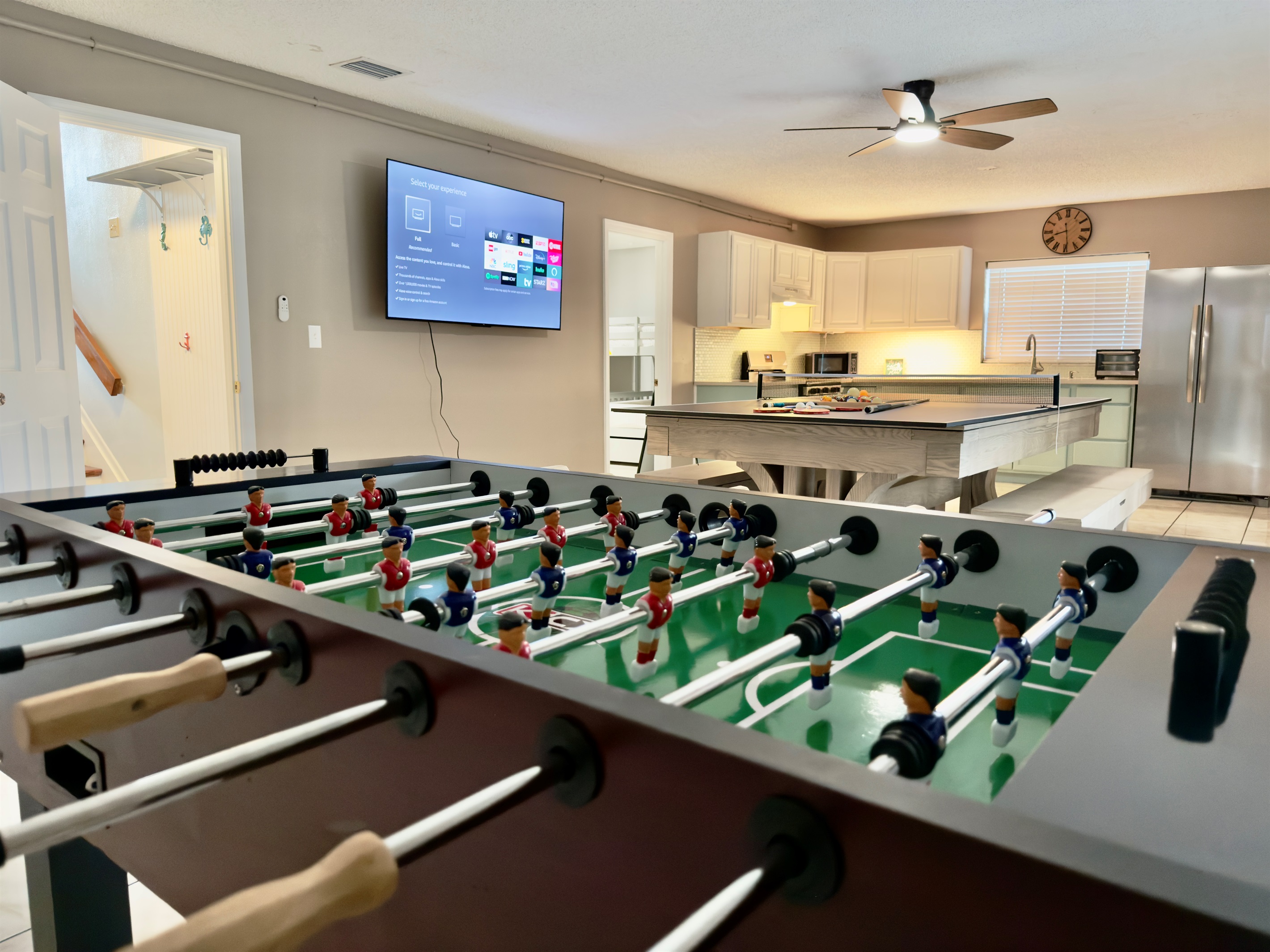 Challenge your travel companions to a lively match at the full-size foosball table.