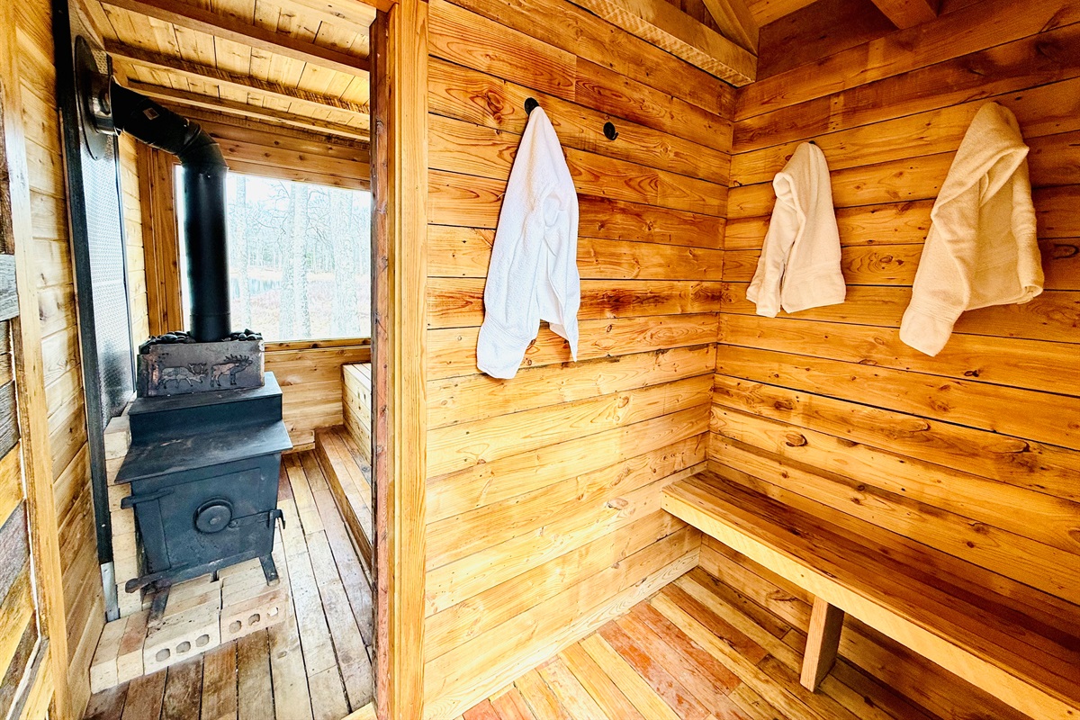 Changing room inside the sauna