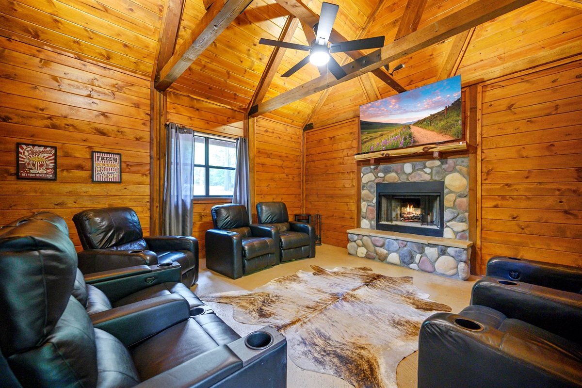 Media room: 7 electric recliners for catching the game or watching movies.