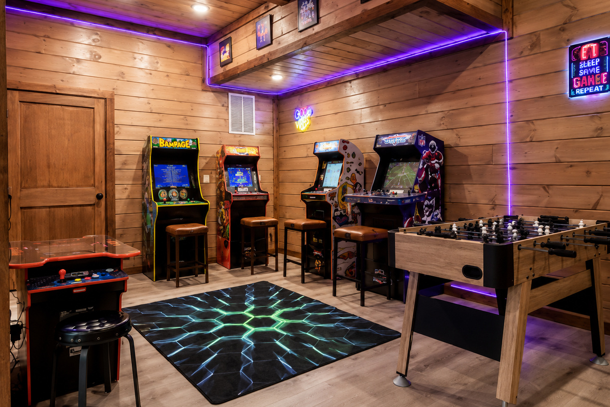 Game Room with multiple arcades and foosball table