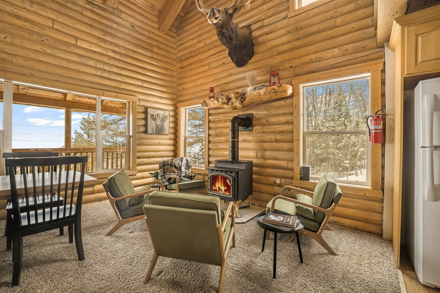 Fireplace lounge area