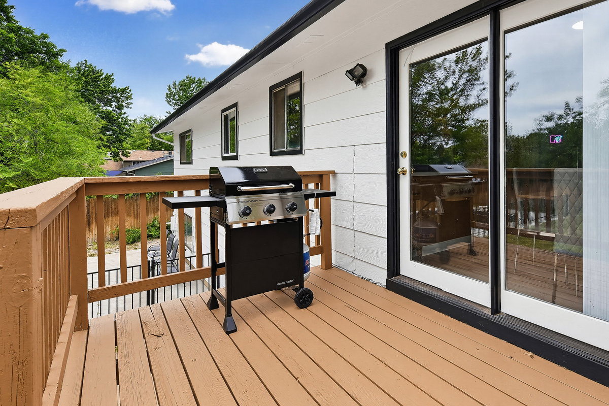 Backyard upper deck with propane grill