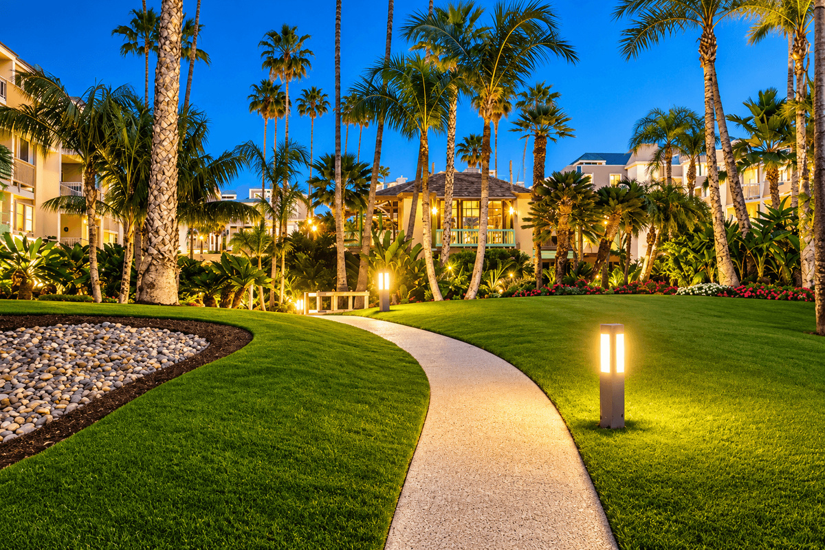 Manicured tropical courtyards