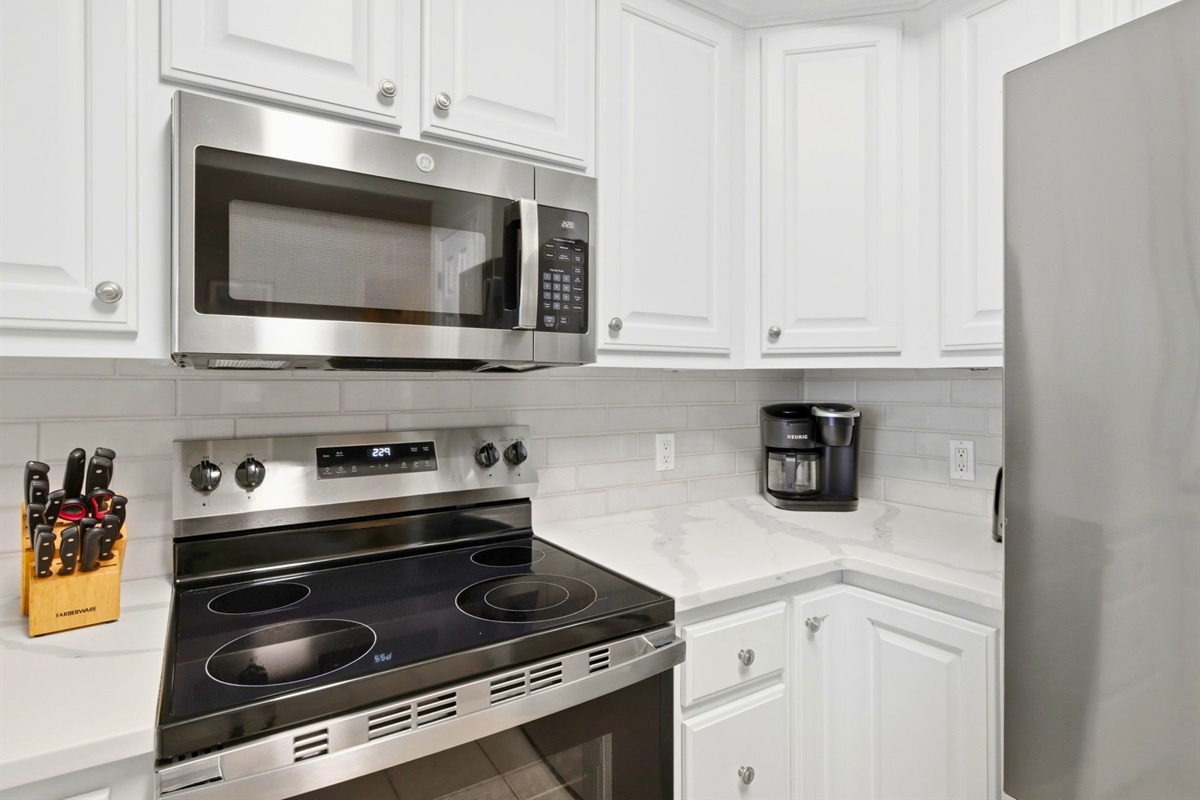 Clean finishes and modern appliances make cooking during your stay simple and convenient.