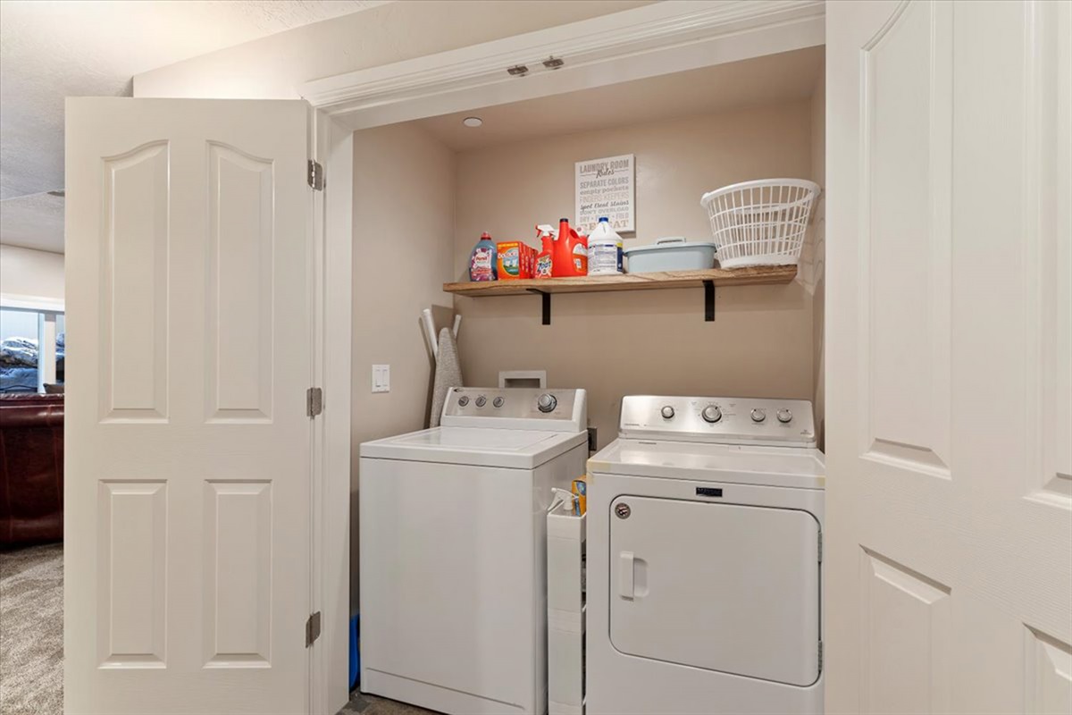 In-unit laundry with washer and dryer provides added convenience, making longer stays easy and stress-free.