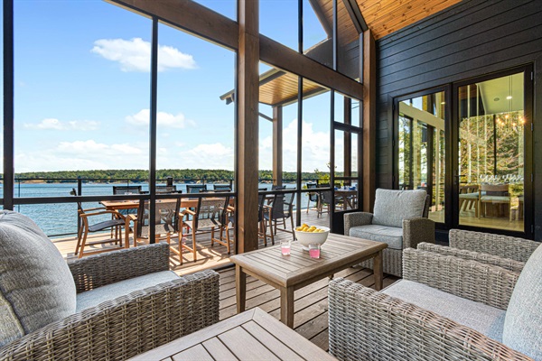 Sunroom accessible via the deck and living room.