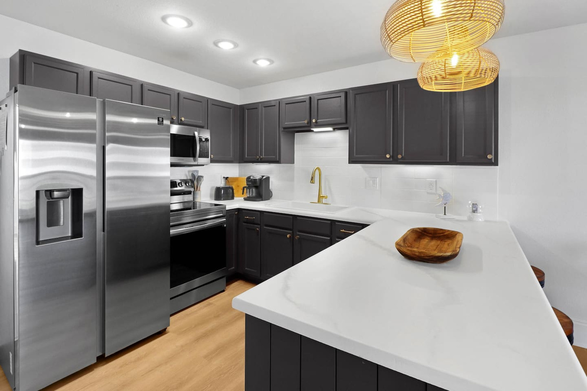 Cook a real meal in the fully equipped kitchen &mdash; everything you need is already here, including a Keurig and drip coffee maker.