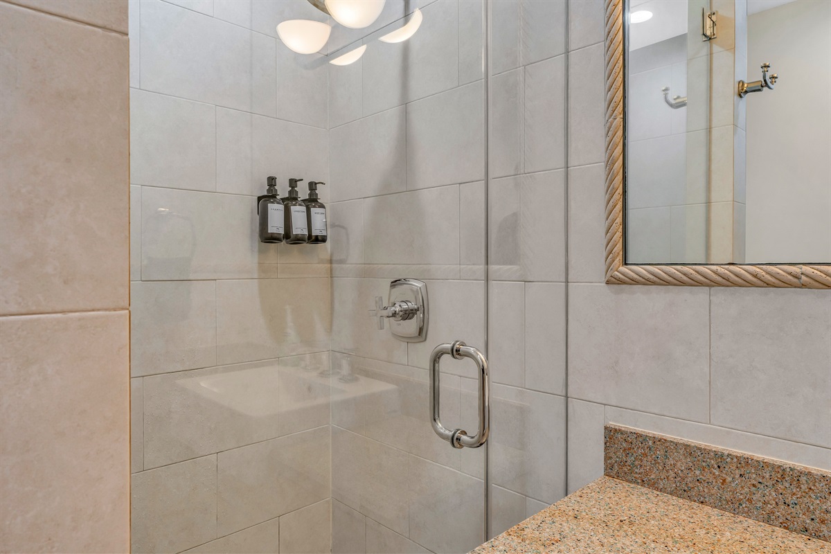 Luxury Shampoo, Conditioner, and Body wash included for your use.