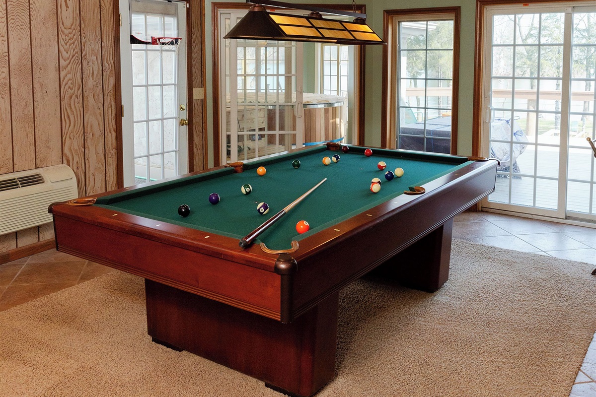 Pool Table & Hot Tub Room in Background