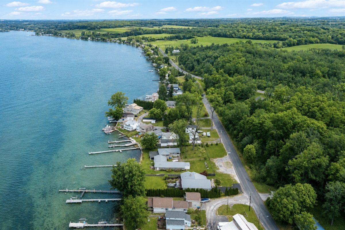 Arial view of the home and  surrounding area