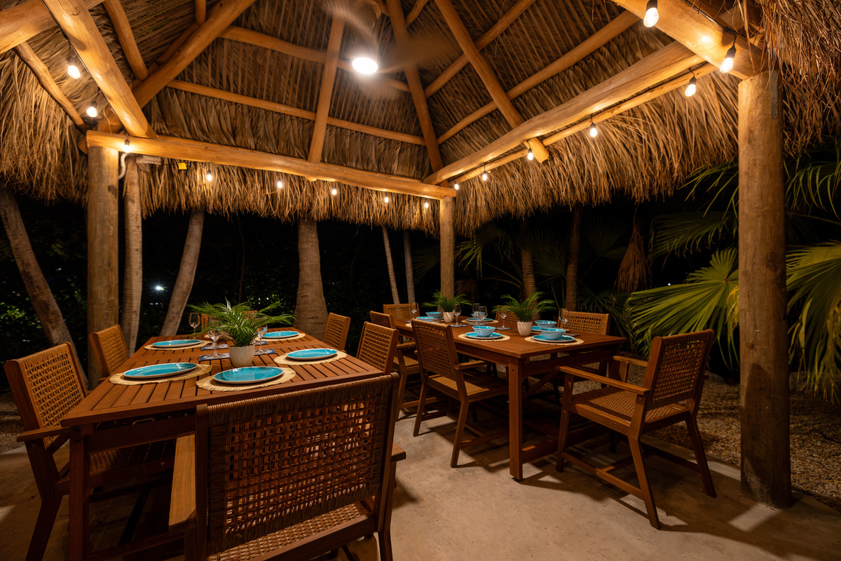 Enjoy a late night keys tiki hut diner after a long day of fishing.
