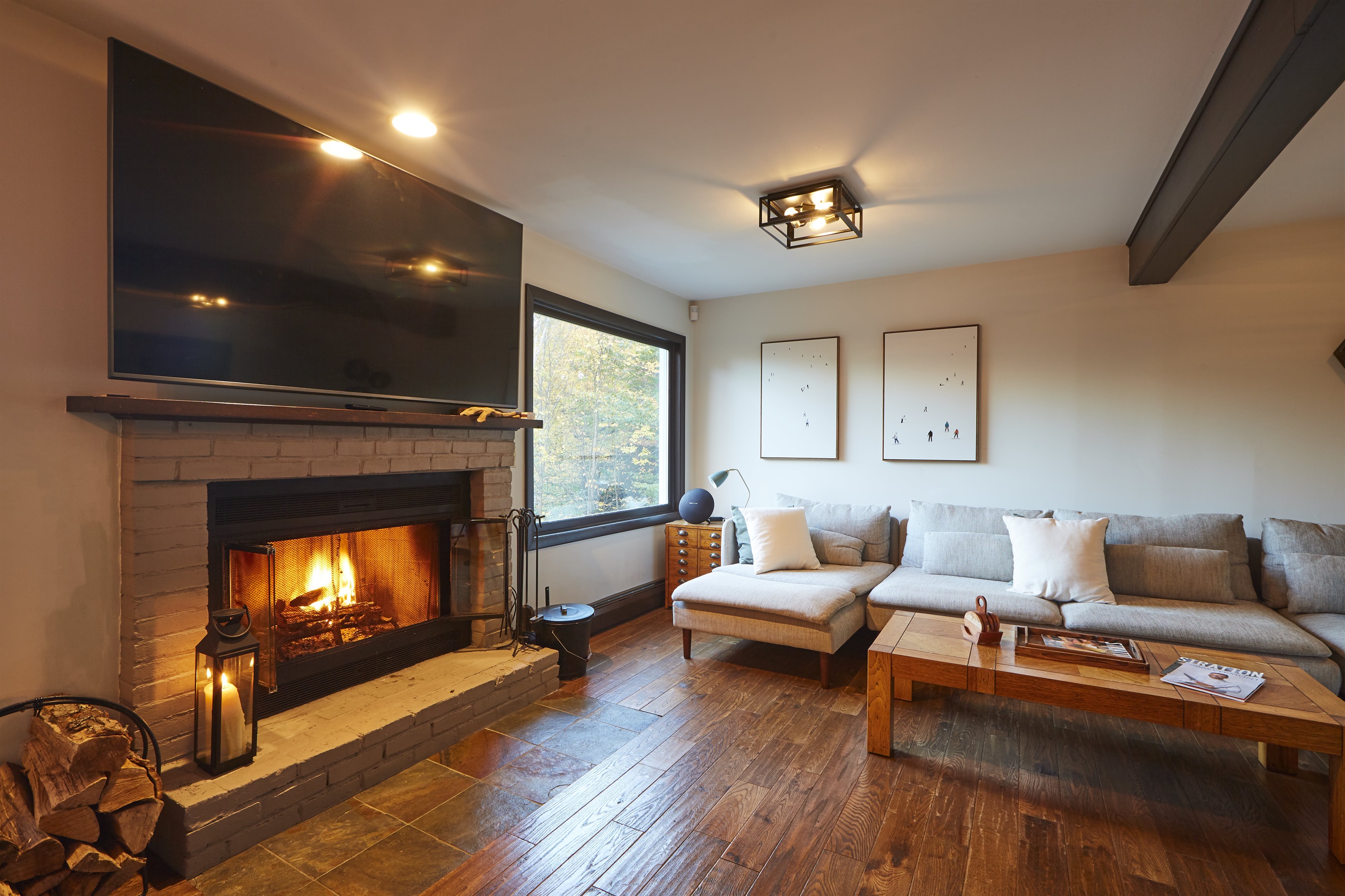 Enjoy ample seating with plush couches, perfect for unwinding after a day of adventure.