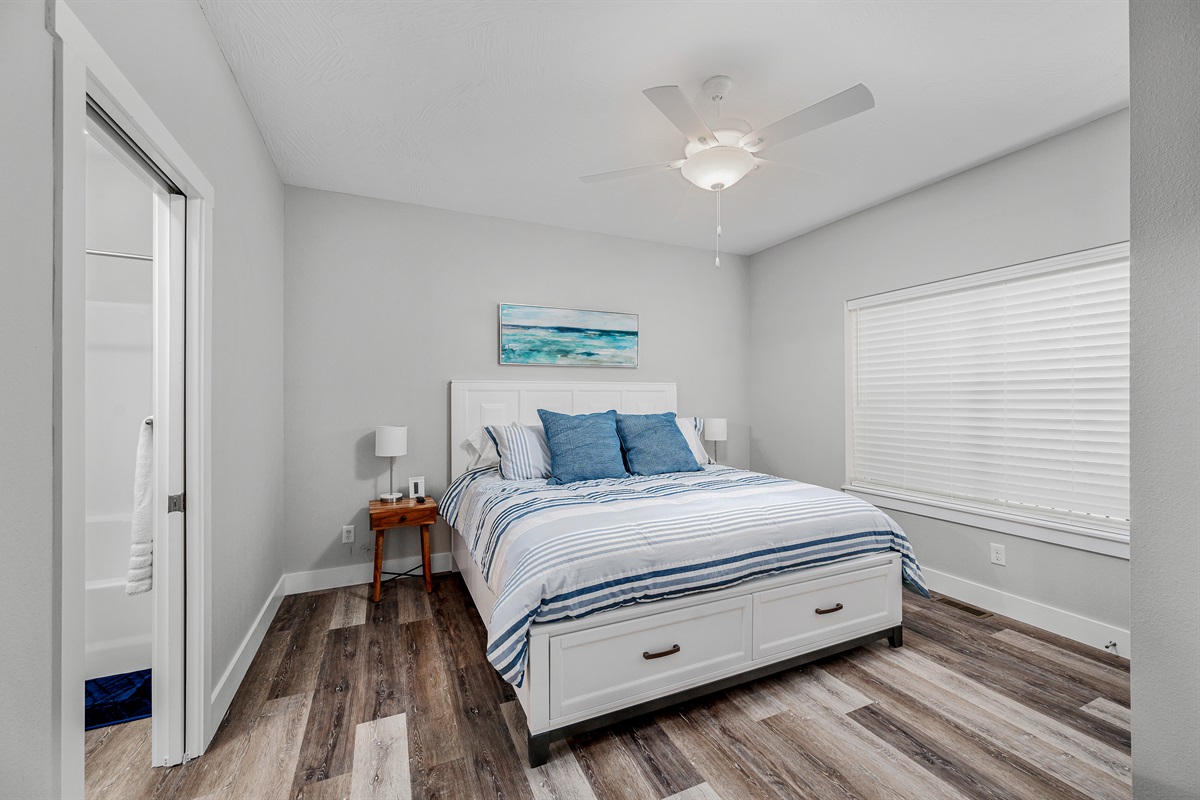 King #1 upper level with attached bath that also services common areas on this level.