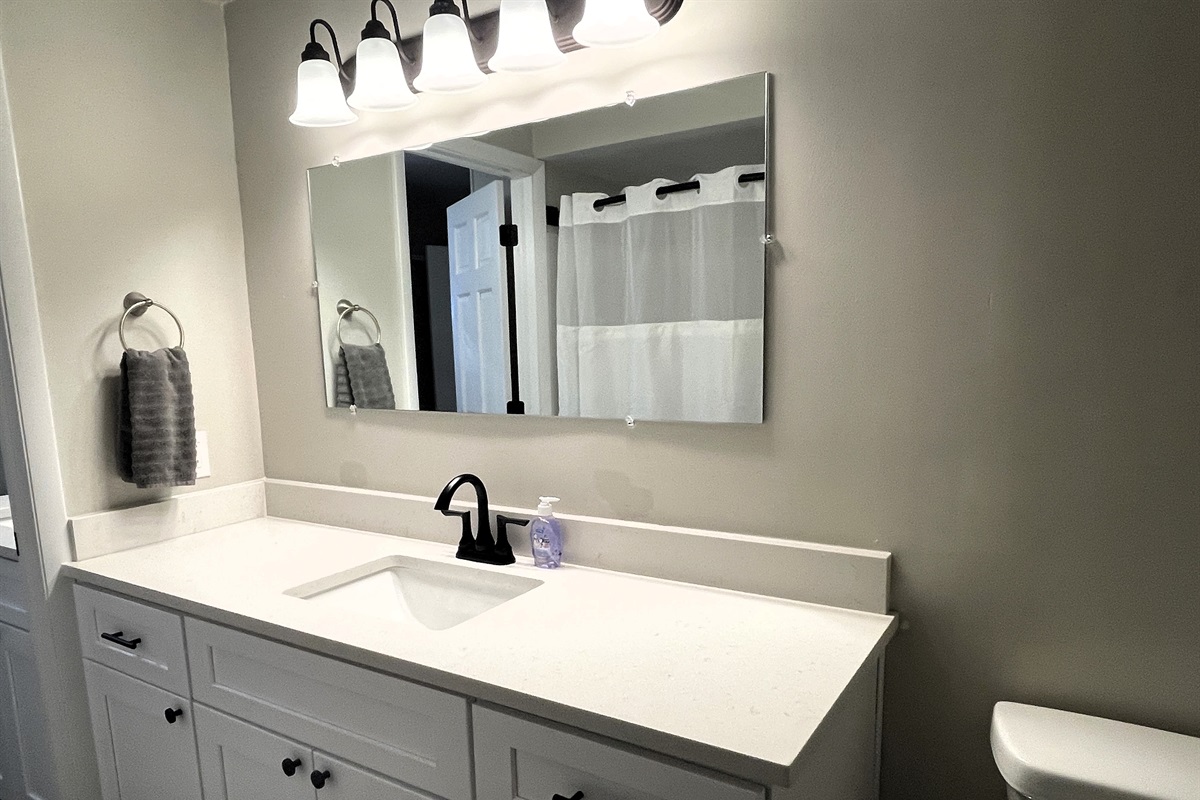 Full bath with full size tub/shower combo