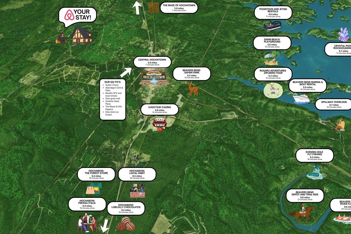 Central to everything you love about Broken Bow—nature, dining, and relaxation all nearby.